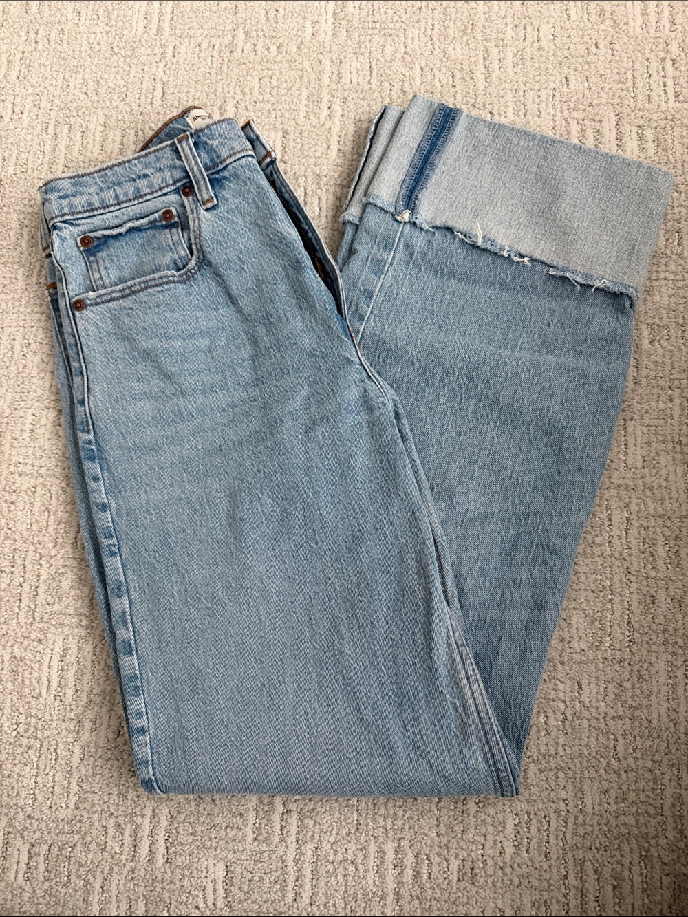 Abercrombie & Fitch Light Blue High-Rise Straight Jeans
